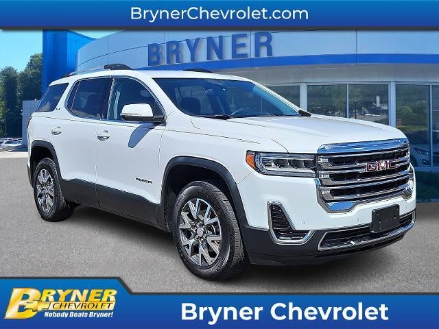 2023 GMC Acadia SLE in Summit White — front three-quarter view
