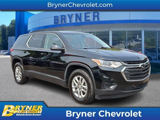 2021 Chevrolet Traverse LS in Mosaic Black Metallic — front three-quarter view
