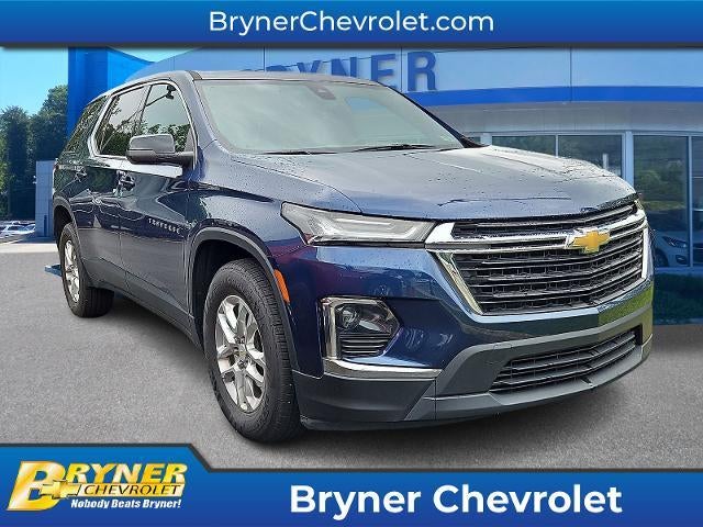 2022 Chevrolet Traverse LS in Northsky Blue Metallic — front three-quarter view